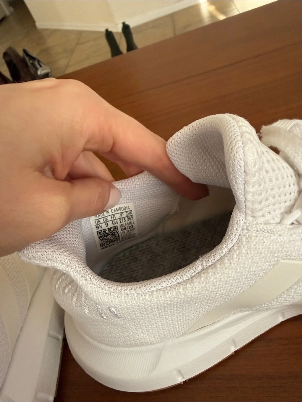 Adidas White Lightweight Knit Running Shoes